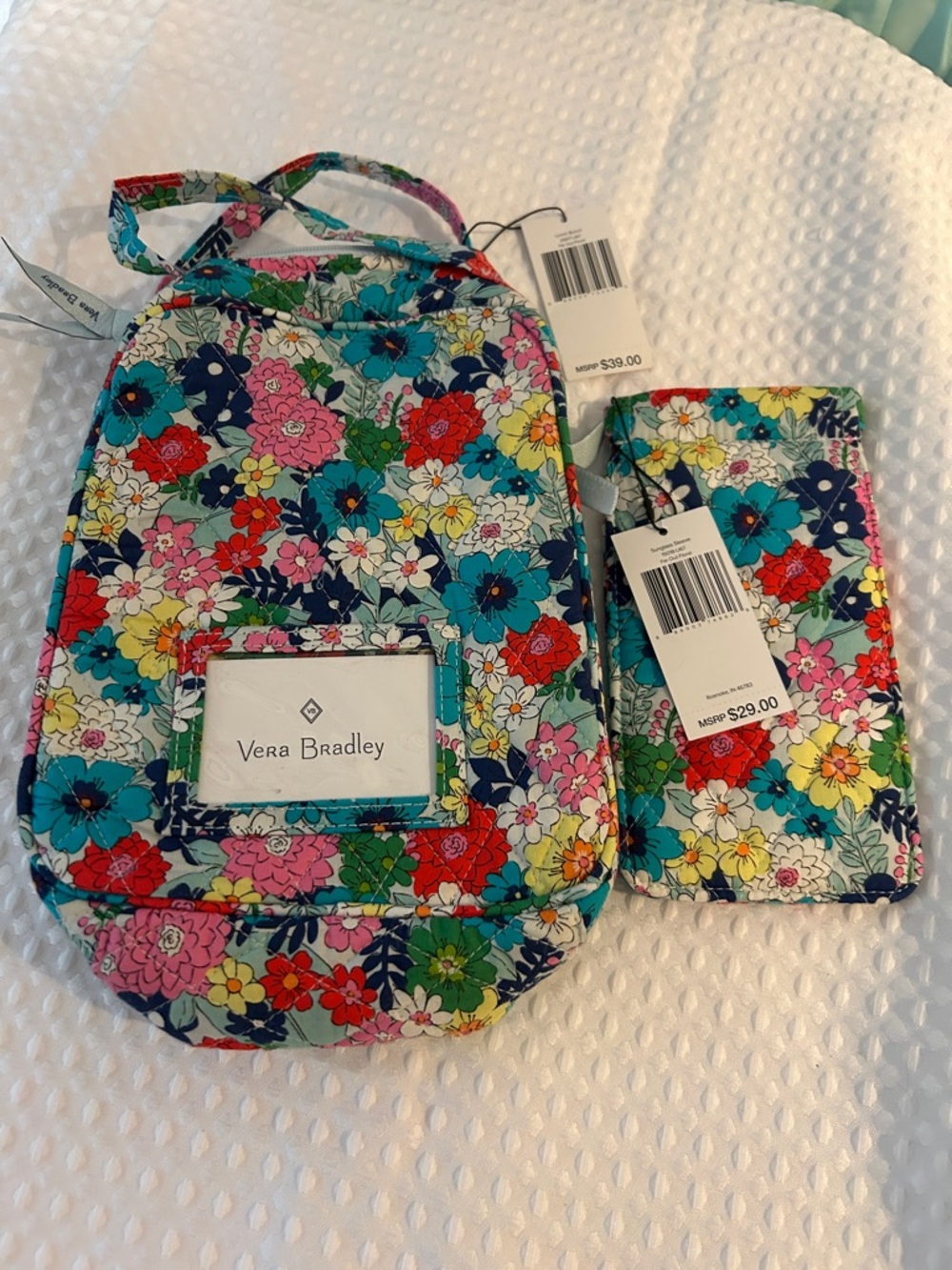 Vera Bradley Teal, Pink and Red Floral Quilted Crossbody with Card Wallet